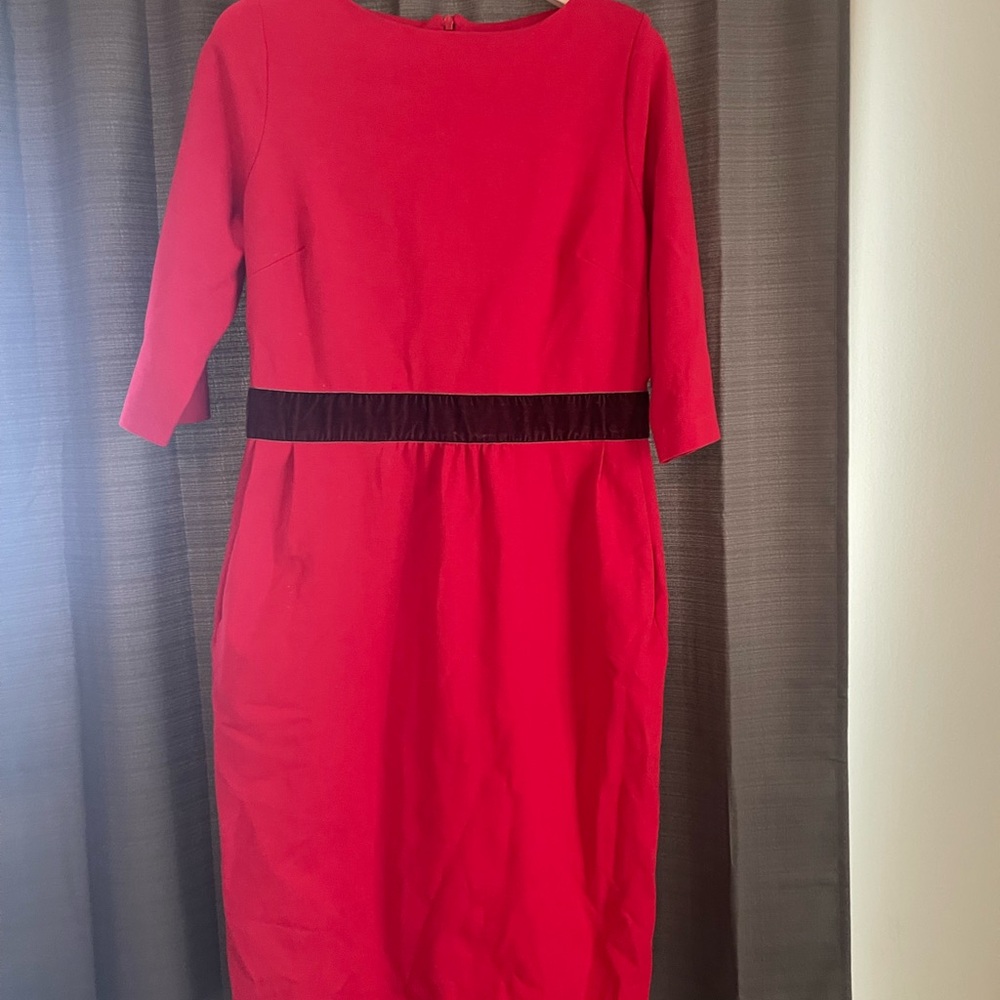 Boden Vibrant Red Dress with Deep Purple Detail